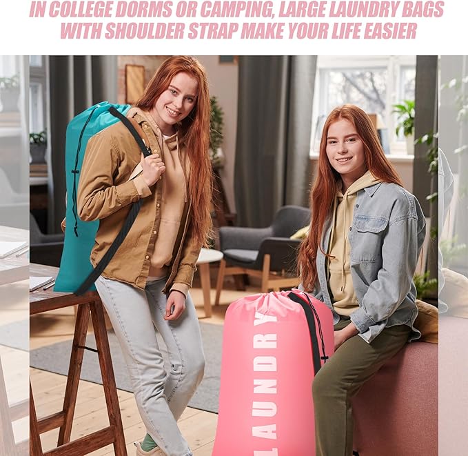 Heavy Duty Laundry Bag with Strap, 2 Pack Travel Laundry Bags - Image 6