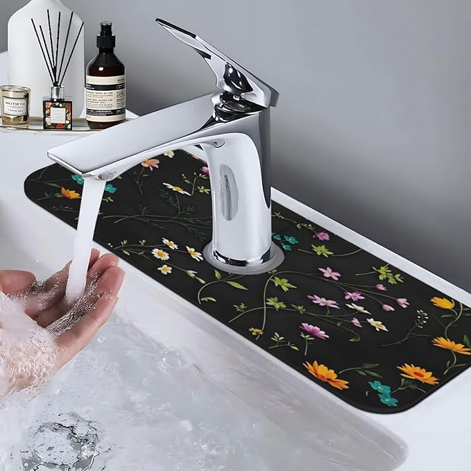 Flower Branch Pattern Design Cute Kitchen sink faucet pad, strong water - Image 6