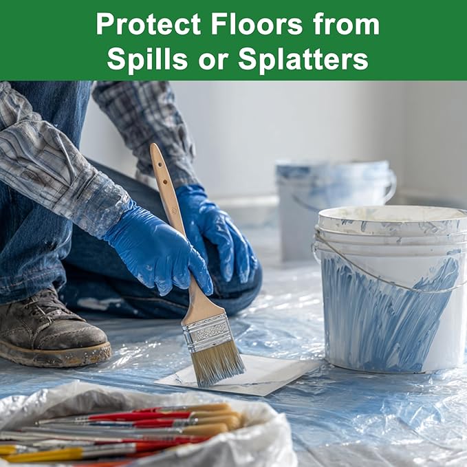 2-Pack 9x12 ft Painter Plastic Drop Cloths Sheet, Waterproof Anti-dust Cover - Image 4