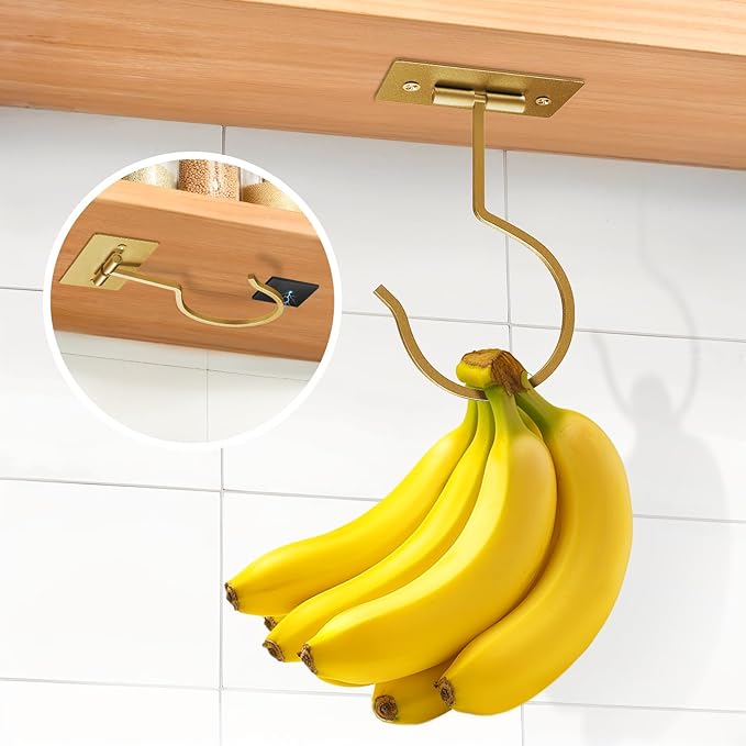 Self Adhesive Banana Hook Under Cabinet Foldable Banana Hanger Metal Under - Image 9
