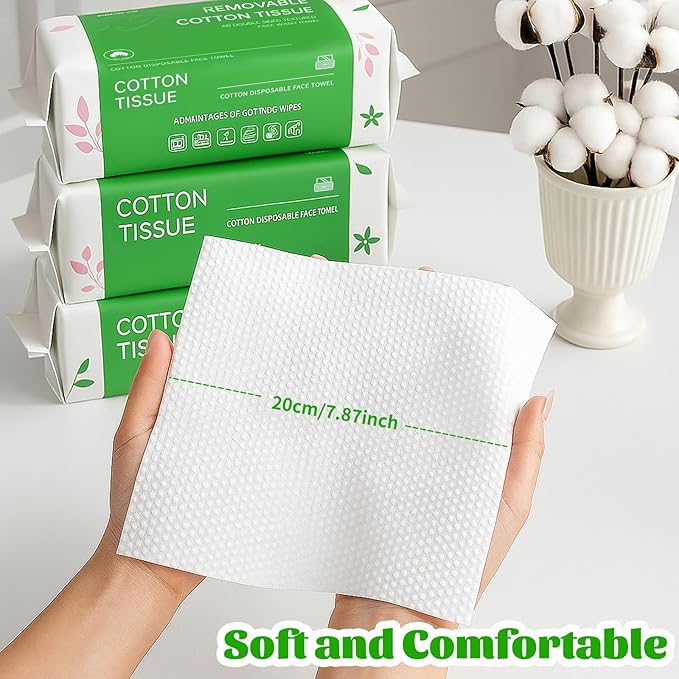 Disposable Face Towels 100 Count, Biodegradable Facial Towels - Image 3