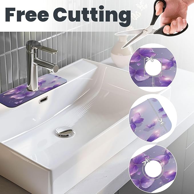 Purple Butterfly Kitchen sink faucet pad, strong water absorption, anti slip - Image 3