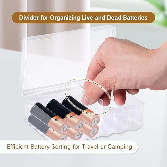 2Pcs Small Battery Case AA Holder Clear Travel Storage Box Organizer Compact - Image 6