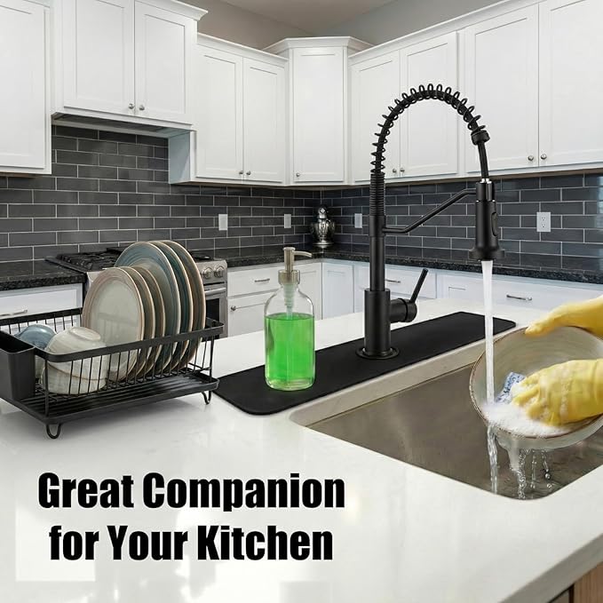 33" Lx5.5 W Long Kitchen Sink Faucet Mat: Customizable Black Splash Guard - Image 4