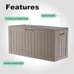 ROJIK Outdoor Storage Housing Deck Box - Waterproof Patio Furniture, Garden Tools, Cushions, Pool Accessories Storage Bench with Lockable Lid and Side Handles (Grey 88 Gal) - Image 5