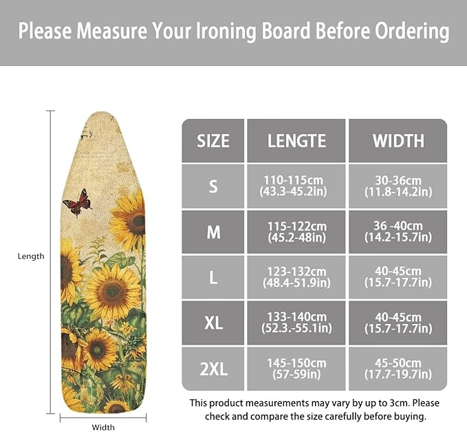 Sunfloral Ironing Board Cover, Iron Board Cover Standard Size, Floral Ironing - Image 5