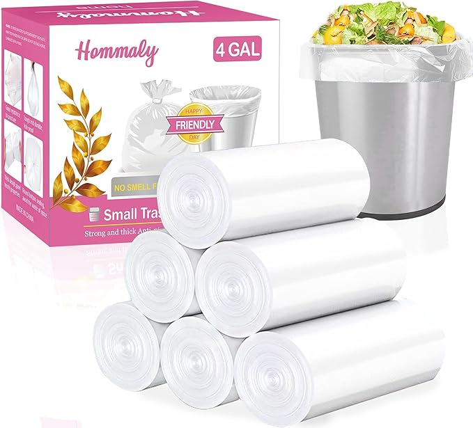 4 Gallon 180pcs Small Clear Trash Bags Strong Clear Garbage Bags, Bathroom by HOMMALY