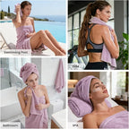 SEMAXE Bath Towel Set, 100% Cotton Absorbent Bathroom Towels - Image 5