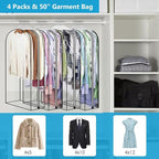 50" Clear Clothes Hangers with Smooth Side Zipper, 4 Pack - Image 2