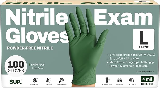 SUP Disposable Nitrile Gloves, Powder-Free Latex-Free Food Safe Cooking Home by SUP