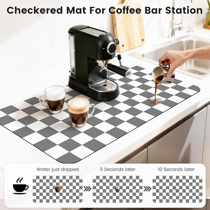 17" x 32" Checkered Dish Drying Mat - Image 4