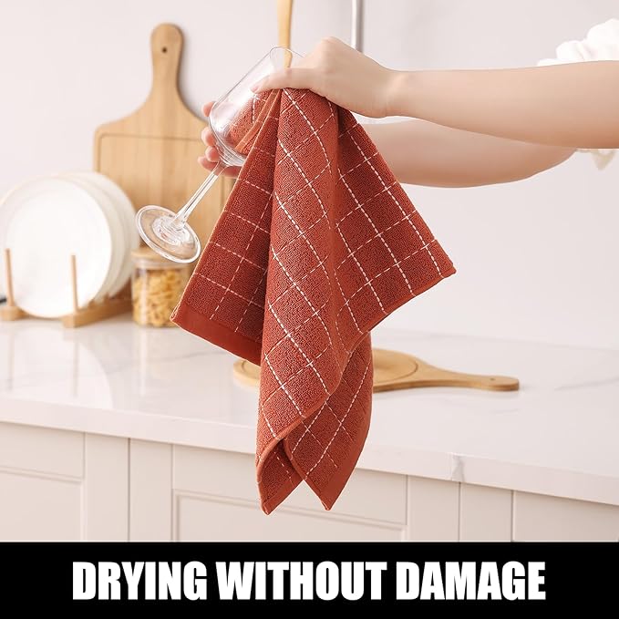 Homaxy 100% Cotton Terry Kitchen Towels, Checkered Designed, Soft and Super - Image 4