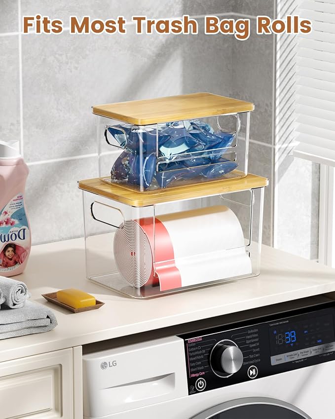 Trash Bag Dispenser 2-Pack, Stackable Trash Bag Holder - Image 4
