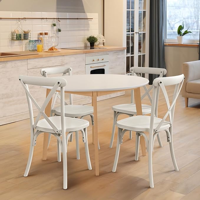 VINGLI Plastic Outdoor Dining Chairs Set of 2, Stackable Patio Cream White Dining Chairs with X Back, Waterproof Kitchen & Dining Room Chairs for Indoor-Outdoor, Capacity 400 lbs - Image 4
