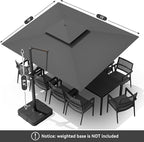10 X 13 FT Cantilever Outdoor Patio Umbrella with Base Included Large Heavy Duty 360° Rotation Double Top Offset Rectangular Umbrellas with Led Lights for Backyard Outside Deck,Grey - Image 9