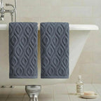 Artoid Mode 2 Pcs Grey 3D Diamond Grid Jacquard Hand Towels - Image 4