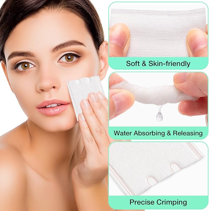 444PCS Square Cotton Pads for Face, Ultra Soft & Lint-Free & Textured, Facial - Image 5