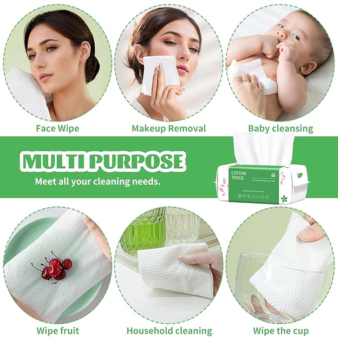 Disposable Face Towel, for Washing Soft Cotton Dry Wipes Facial Cloths - Image 6