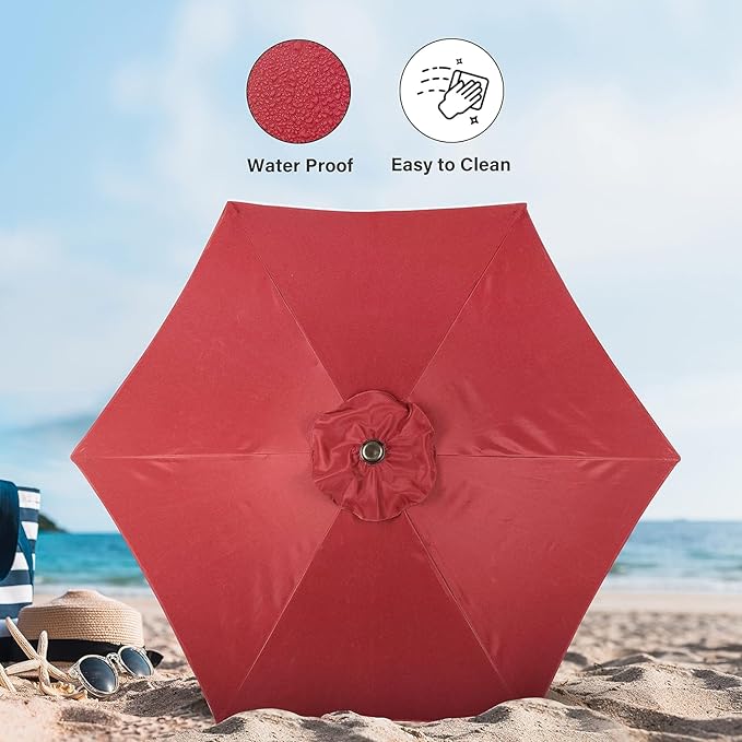 Simple Deluxe 9' Patio Umbrella Outdoor Table Market Yard Umbrella with Push Button Tilt/Crank - Image 4