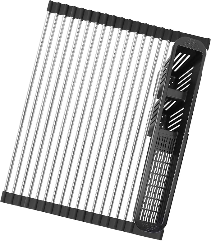 Roll Up Dish Drying Rack, Expandable Over The Sink Dish Drainer, Stainless - Image 7