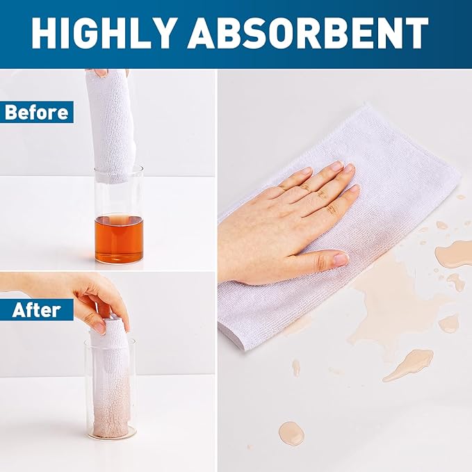 White Microfiber Towels- 150 Pack, Microfiber Cleaning Cloths Bulk, Microfiber - Image 3
