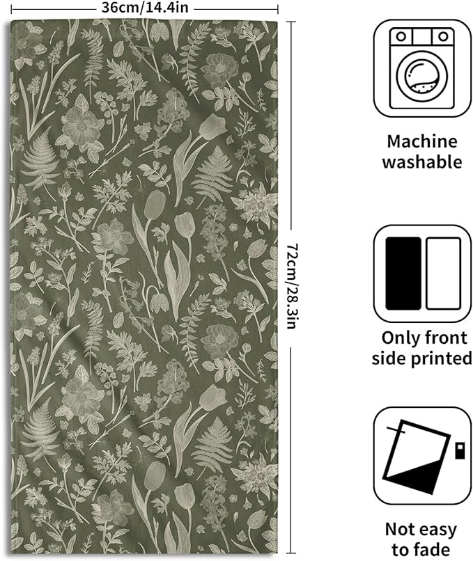 Sage Green Spring Floral Hand Towels - Image 2