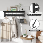 Coat Rack Wall Mount with Shelf, 24 Inch Coat Hanger Walls Mounted, Hat Rack - Image 3