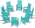 SERWALL HDPE Outdoor Rocking Chair Set of 8, Patio Rocking Chairs for Adults, All Weather Outdoor Rockers for Lawn, Aruba by SERWALL