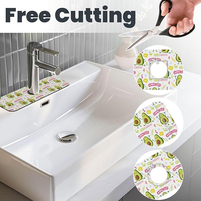 Cute Green Avocado Avocados Kawaii Kitchen Sink Splash Guard Faucet Mat Super - Image 3