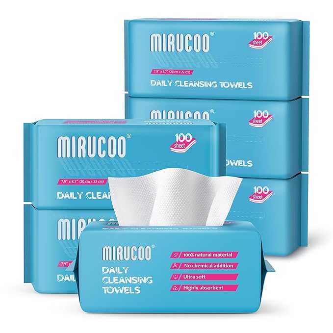 100 Sheet Daily Cleansing Towels Ultra Soft Dry Wipes by MIRUCOO