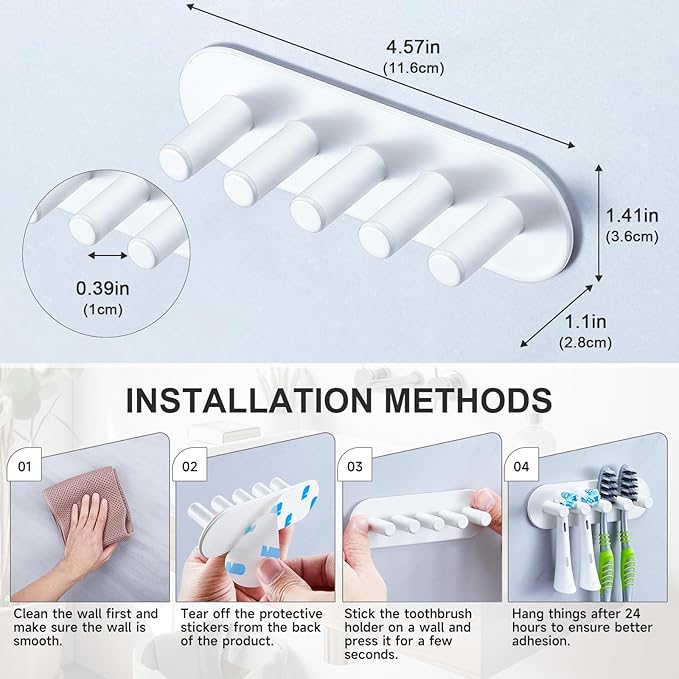 Electric Toothbrush Head Holder, Toothbrush Holders Wall Mounted, Adhesive - Image 9