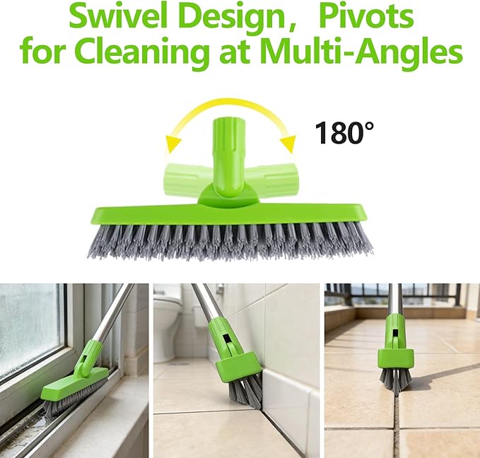 ITTAHO 2 Pack Grout Brush with Long Handle, Swivel Cleaning Grout Line Scrubber - Image 5