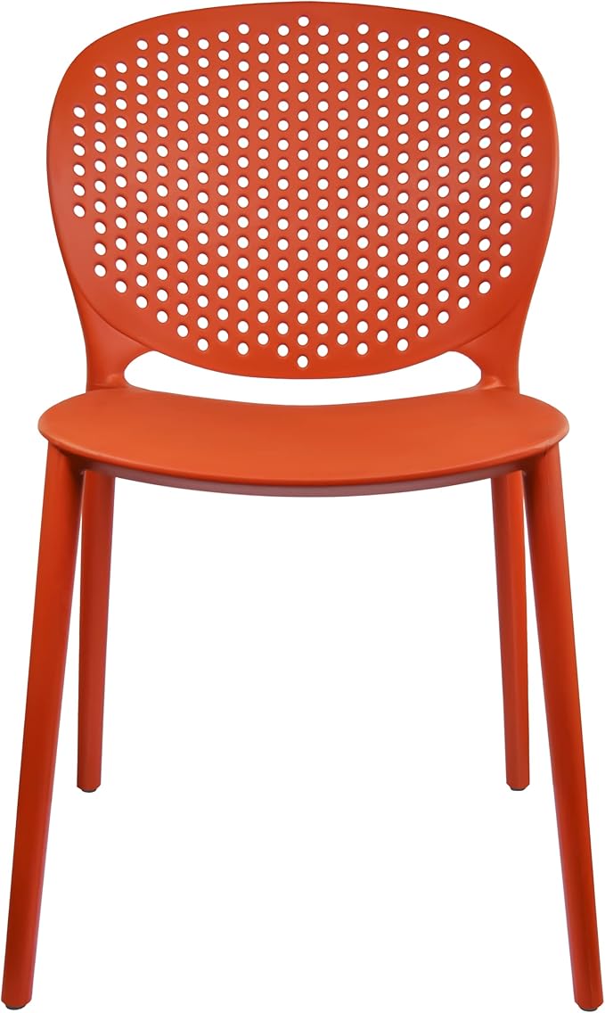 2xhome Set of 2 Patio Dining Chairs | Modern Stackable Outdoor Pool Side Chair | Weather Resistant Plastic for Yard, Porch, Balcony, Kitchen, Orange - Image 9