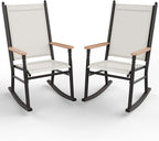 Shintenchi 2 Pcs Outdoor Rocking Chairs Set,Upgraded High Back Patio Rocking Chairs Set,Breathable Textilene Fabric Rocking Chair for Porch,Patio,Garden,Balcony,Creamy White by Shintenchi
