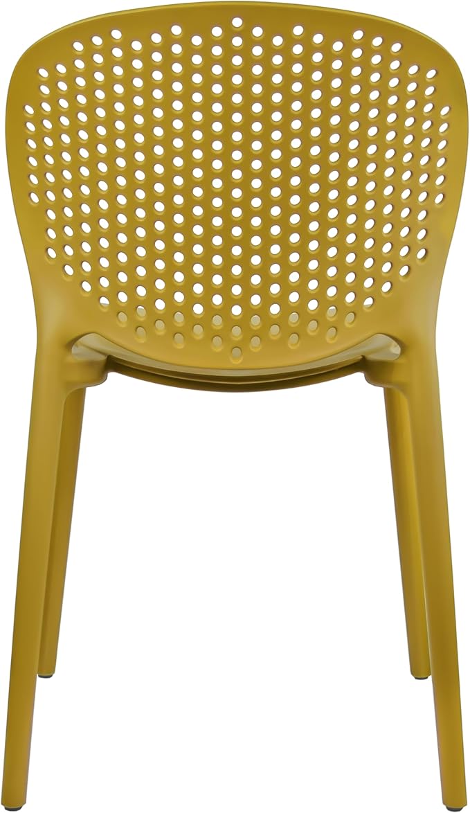 2xhome Set of 4 Patio Dining Chairs | Modern Stackable Outdoor Pool Side Chair | Weather Resistant Plastic for Yard, Porch, Balcony, Kitchen, Yellow - Image 8