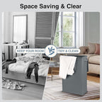Slim Laundry Basket with Lid and Handles, Foldable Laundry Basket - Image 3