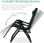 Best Choice Products Oversized Zero Gravity Chair, Folding Outdoor Patio Recliner, XL Anti Gravity Lounger w/Removable Cushion, Cup Holder, Side Tray, 350lb Capacity - Forest Green - Image 6