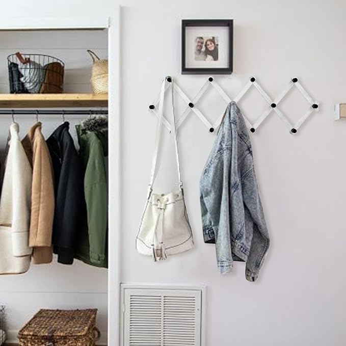 WGFKVAS 2 Pack Expandable Coat Rack, Accordion Wall Hanger, Wooden Hat Rack - Image 3