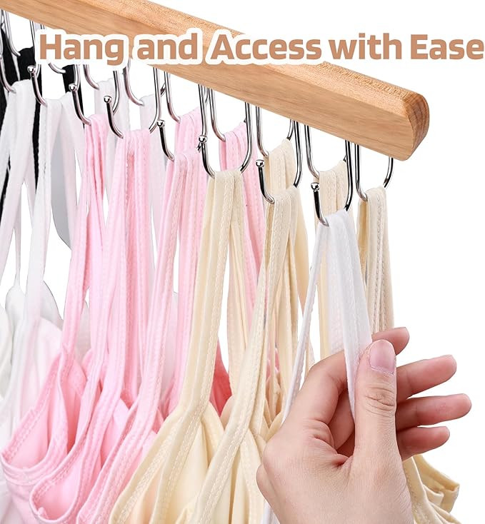 2 Pack Bra Hanger for Closet Organizer, Premium Wooden Tank Top Hangers - Image 5