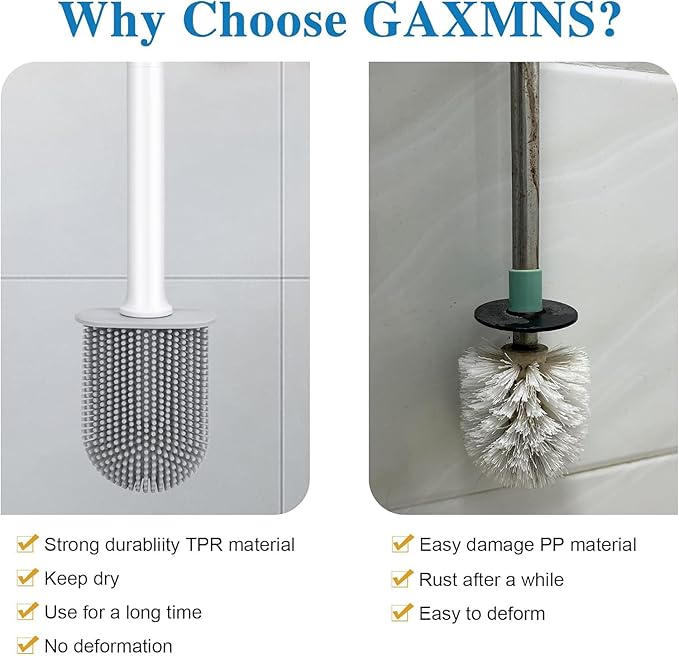Silicone Toilet Brush and Holder Bendable Efficient Cleaning Wall Mounted - Image 5