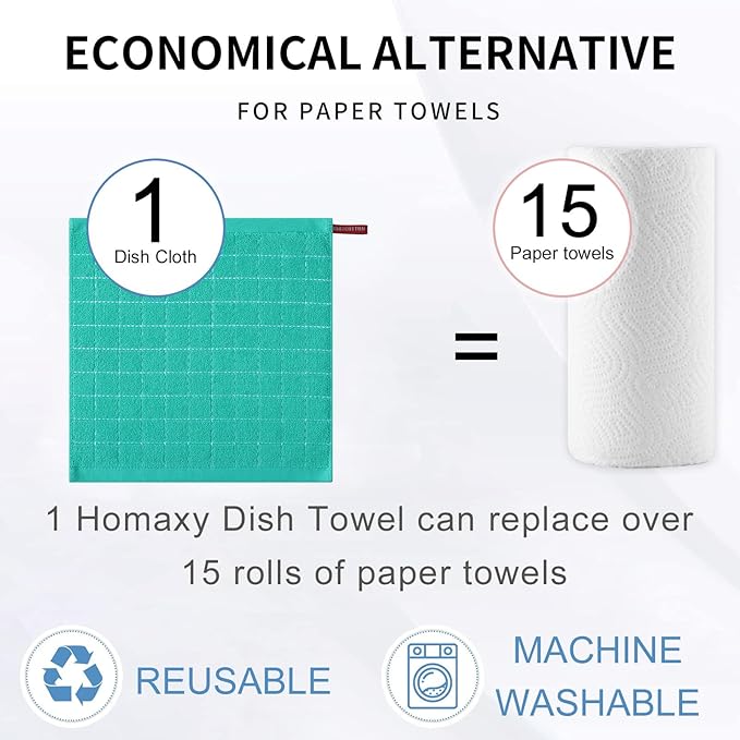 Homaxy 100% Cotton Terry Kitchen Dish Cloths, Ultra Soft and Absorbent Dish - Image 6