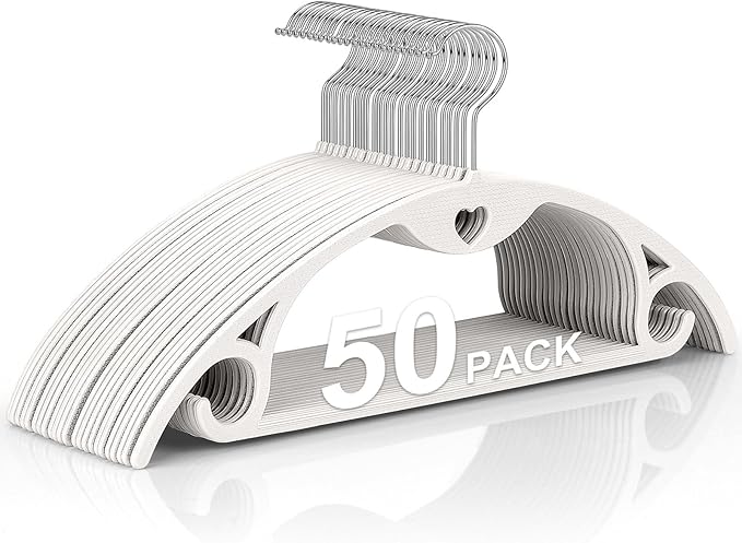 Plastic Hangers 50 Pack: No Shoulder Bumps Ultra Thin Clothes Hanger by TARANCH