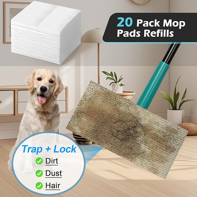 Sweeper Mop for Floor Cleaning Pet Hair Removal, Disposable Dust Dry Mop - Image 5