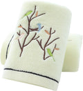 Pidada Hand Towels Set of 2 Embroidered Bird Tree Pattern 100% Cotton Absorbent by Pidada