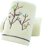Pidada Hand Towels Set of 2 Embroidered Bird Tree Pattern 100% Cotton Absorbent by Pidada