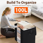 SpaceWhisper 3 Pack 100L Clothes Storage, Foldable Thick Fabric Blanket Storage - Image 6