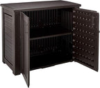 Rubbermaid Decorative Outdoor Storage Cabinet (123 Gal) Weather Resistant Dark Brown Organization for Home/Backyard/Pool Chemicals/Toys/Garden Tools/Porch/Patio Cushions - Image 4