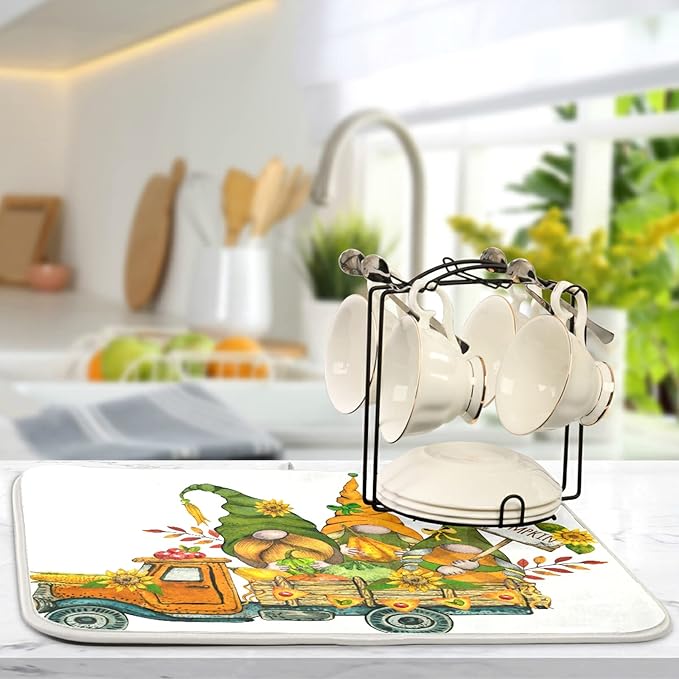 ALAZA Thanksgiving Truck with Fall Gnomes Dish Drying Mat - Image 5