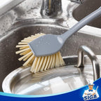 MR.SIGA Dish Brush with Long Bamboo Handle Built-in Scraper, Scrub Brush - Image 4