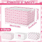 4 Pcs Pink Bow Storage Basket for Gifts Collapsible Girls Coqutte Pink Storage - Image 2